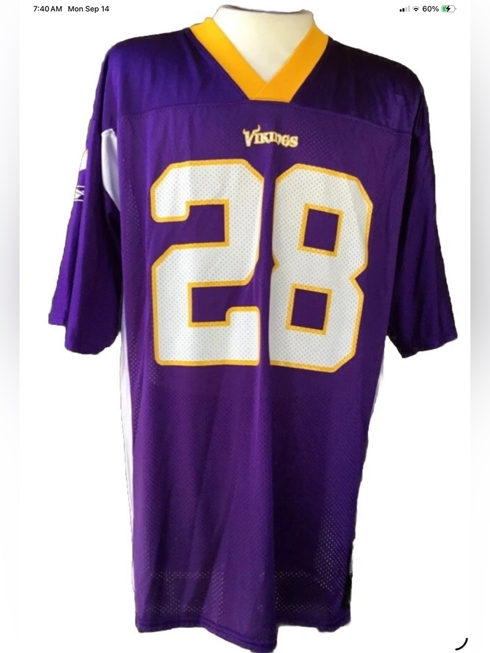 Reebok  Minnesota Vikings Adrian Peterson Jersey Size Large